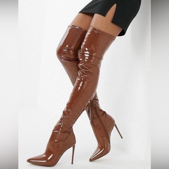 Steve Madden Shoes - Burgundy Steve Madden Patent Over-the-Knee Stiletto Boot